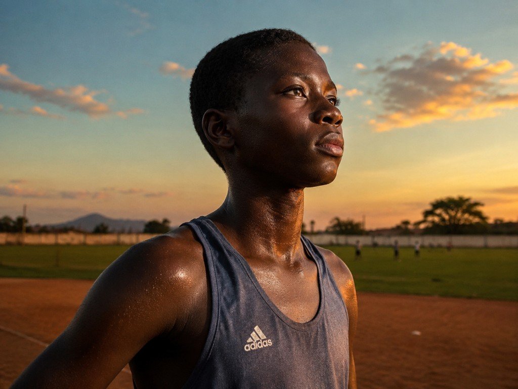 Jeune talent africain à l'entraînement